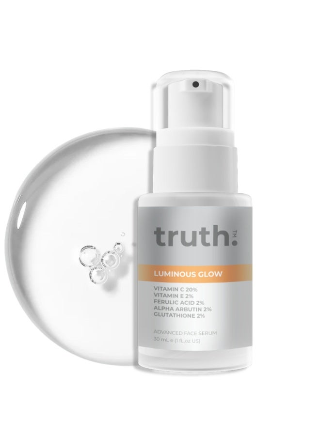 truth 진실 LUMINOUS GLOW ADVANCED KOREAN FACE SERUM VITAMIN C 20% + VITAMIN E 2% + FERULIC ACID 2% + GLUTATHIONE + ALPHA ARBUTIN + YUJA EXTRACT - Image 1